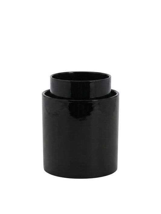 2-Piece Set Black Cylinder Ceramic Vase 6"H x 6"W; 5"H x 5"W -- 6 Per Case