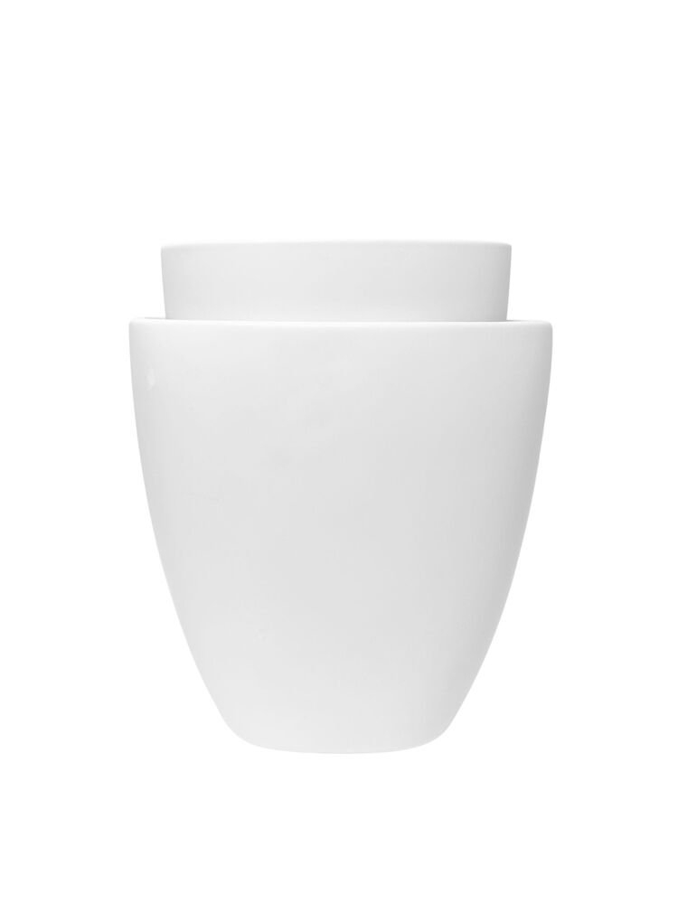 2-Piece Set Matte White Oval Ceramic Pot Plain 11.50"x6"x12"H; 9.50" x5.50"x9.75"H -- 4 Per Case