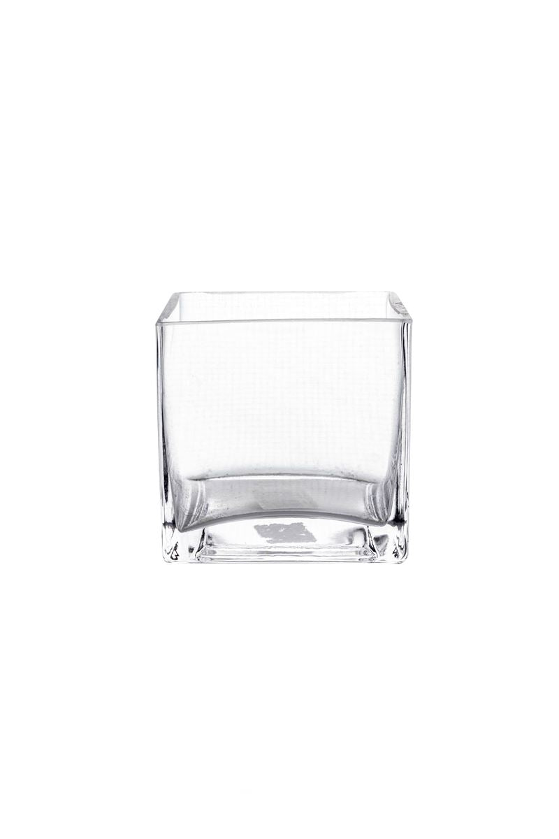 4 Inch Clear Cube Glass Vase 4W x 4H -- 12 Per Case