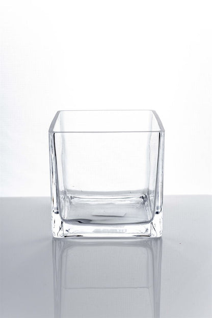 5 Inch Clear Cube Glass Vase 5W x 5H -- 12 Per Case