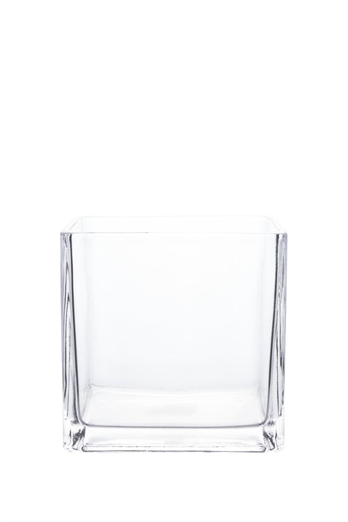 6 Inch Clear Cube Glass Vase 6"W x 6"H -- 6 Per Case